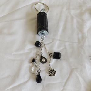 ❤️ Black Wine Cork Keychain, purse charm, zipper pull